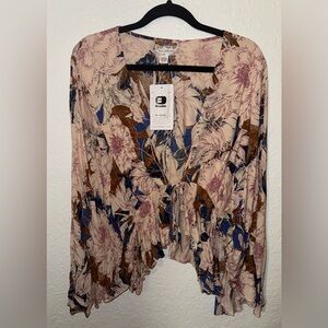 Band Of The Free Front Tie Peplum Top